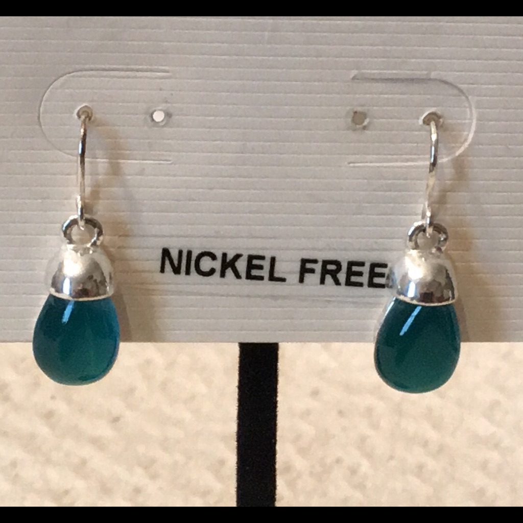Silver & Teal Dangle Earrings